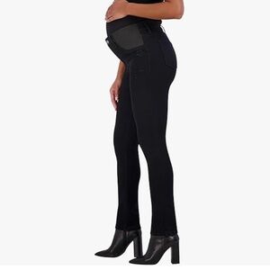 SAVI PARKER NWT Maternity Black Distressed Elastic Panel Straight Leg Jean